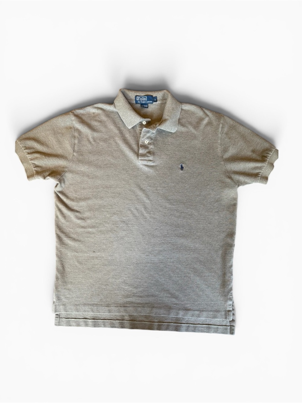 Ralph Lauren Mens Light Beige Polo Shirt with Navy Pony